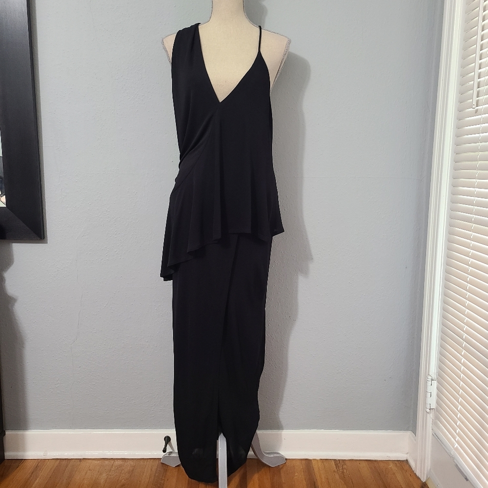 Reiss Dress Xena Strappy Open Back Black Women Midi Asymmetric Party Size‎ 6